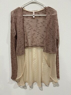 Xhilaration Two-Tone Knit Cardigan in Taupe and Cream